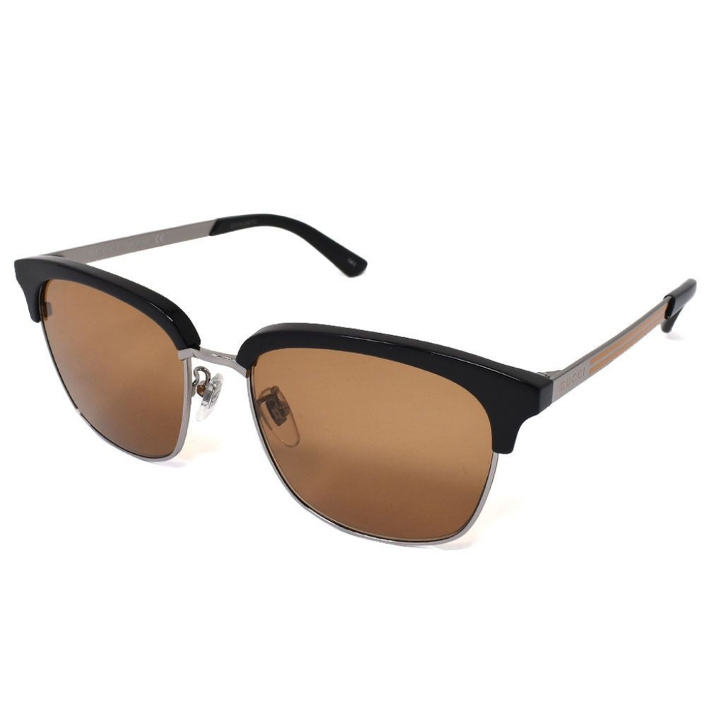 NEW GUCCI BLACK BROWN GUCCI SUNGLASSES GG0697S 005 UNISEX GUCCI EYEWEAR - Picture 4 of 8